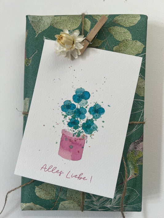 Karte zum Muttertag, Muttertagskarte mit Blumen-Motiv, Geburtstagskarte, Postkarte A6